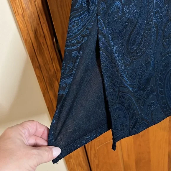 Women's Susan Graver Jacquard Knit Open Front Duster Cardigan Midnight Ink Sz 1X - Picture 6 of 11